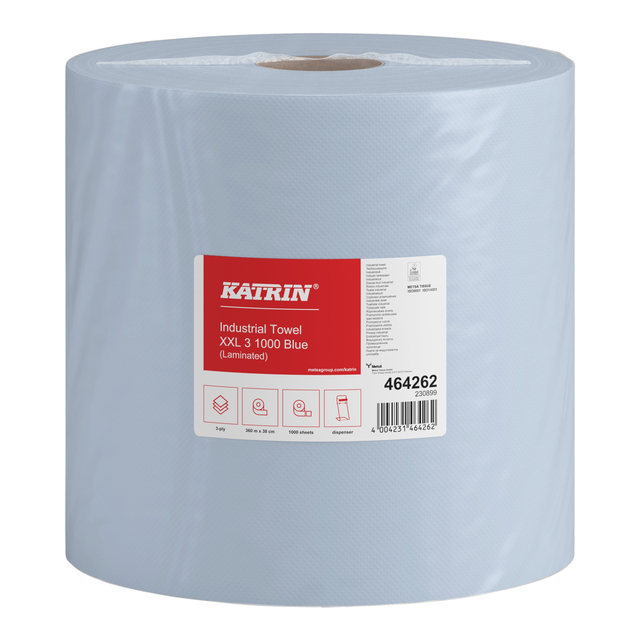 Poetspapier Katrin Industrial extra groot 3-laags 1000 vel blauw 464262 afbeelding