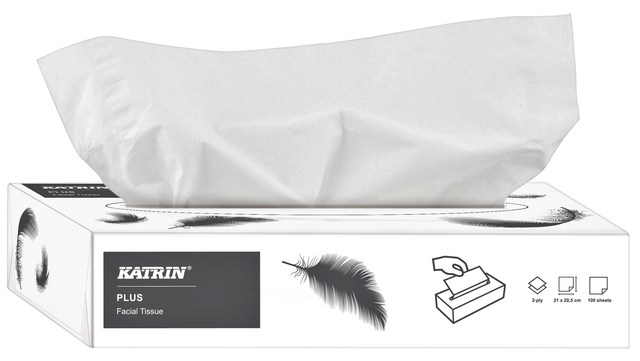 Facial tissues Katrin Plus 2-laags 100 vel wit 11797 afbeelding