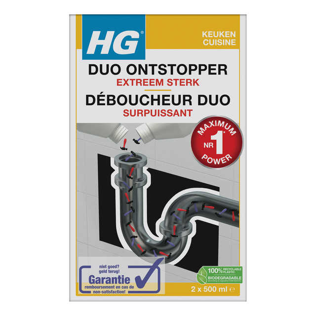 Afvoerontstopper HG keuken Duo 2x500ml afbeelding