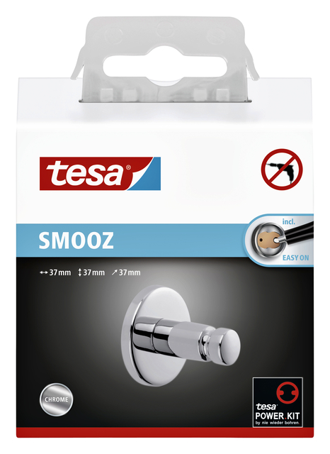 Handdoekhaak tesa® Smooz hoogglans verchroomd metaal zelfklevend — Foto 2 van 2