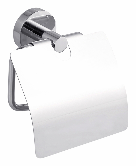 Toiletrolhouder met deksel tesa® Smooz hoogglans verchroomd metaal zelfklevend afbeelding