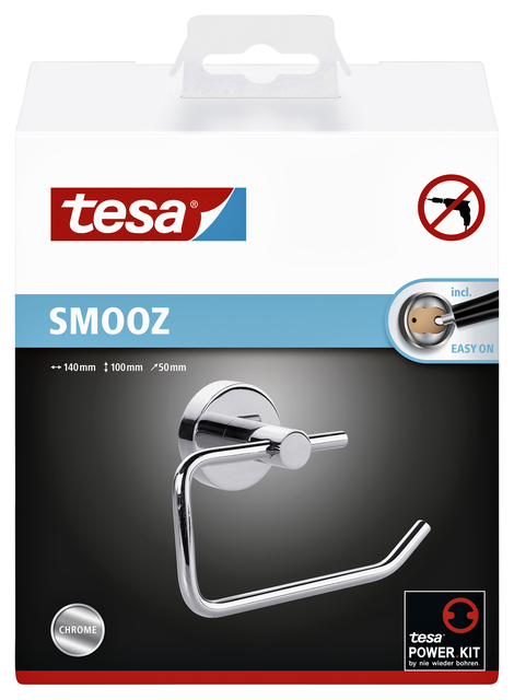 Toiletrolhouder tesa® Smooz hoogglans verchroomd metaal zelfklevend — Foto 2 van 2