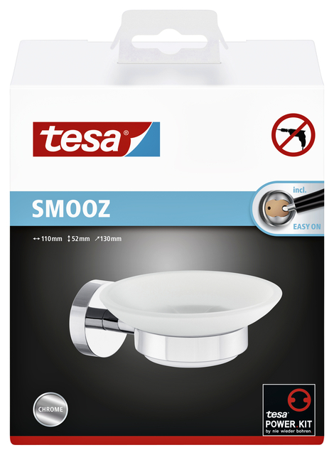 Zeephouder tesa® Smooz hoogglans verchroomd metaal zelfklevend — Foto 2 van 2