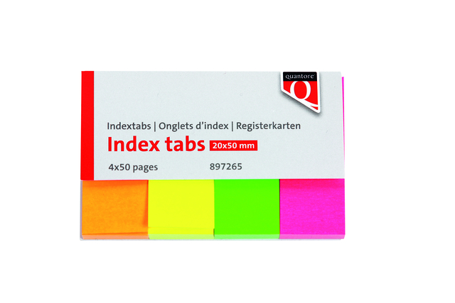 Indextabs Quantore 20x50mm neon 200 stuks afbeelding