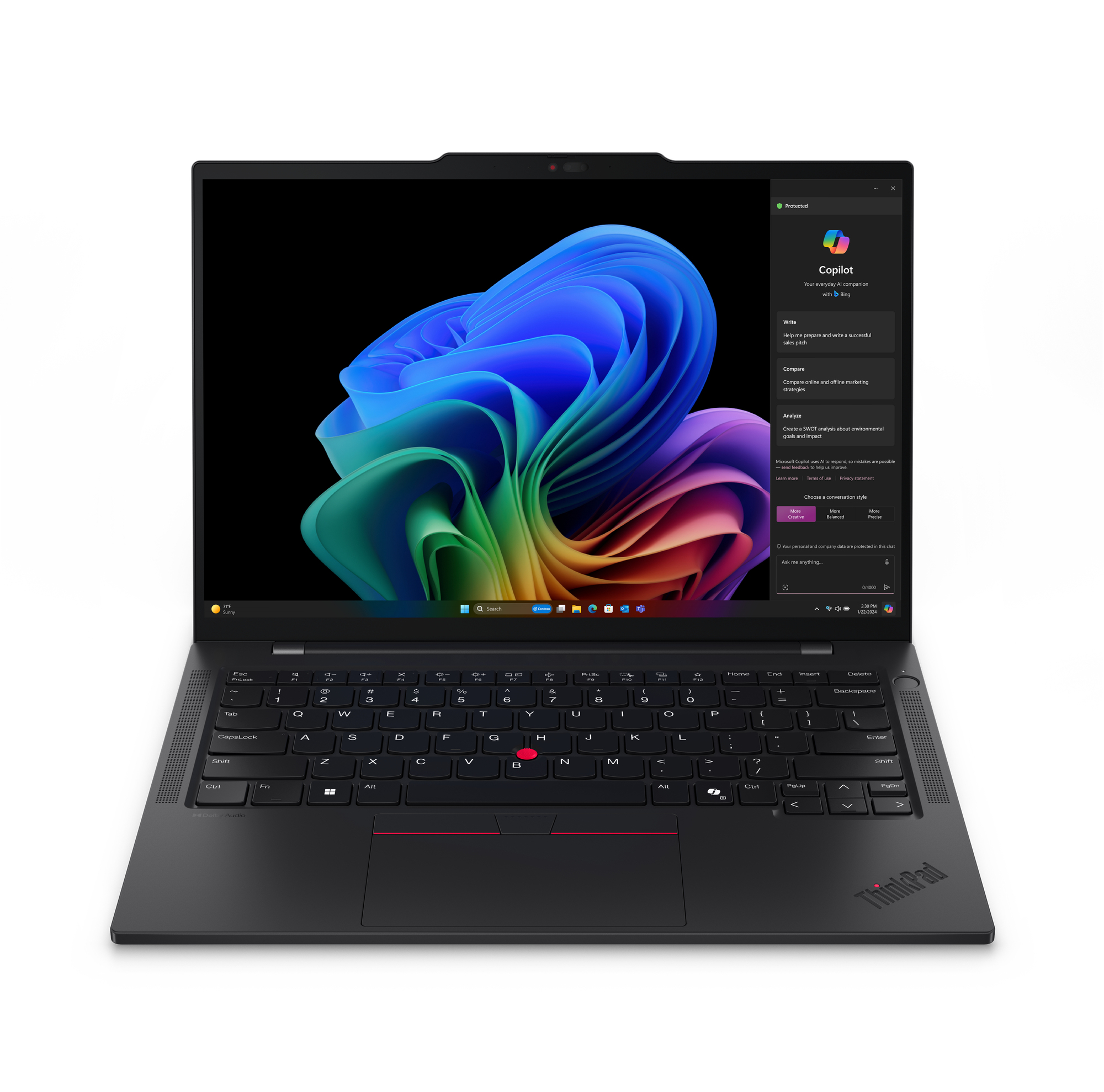 Lenovo ThinkPad T14s Qualcomm Snapdragon X1E-78-100 Laptop 35,6 cm (14") Touchscreen WUXGA 32 GB LPDDR5x-SDRAM 512 GB SSD Wi-Fi 7 (802.11be) Windows 11 Pro Engels Zwart afbeelding