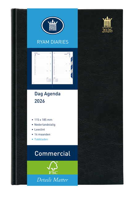 Agenda 2026 Ryam Commercial Mundior 1dag/1pagina zwart afbeelding