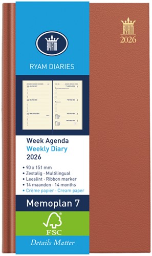 Agenda 2024 Ryam memoplan 7 Nappa 7dagen/2pagina's assorti