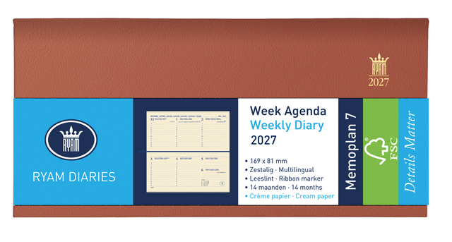 Agenda 2024 Ryam Memoplan 7 Nappa 7dagen/2pagina's assorti afbeelding