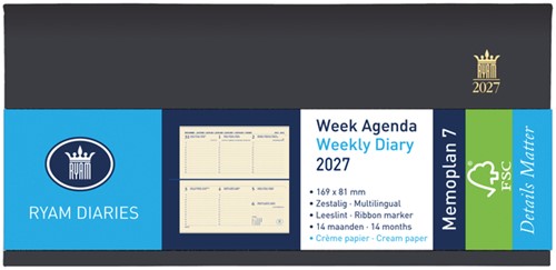 Agenda 2024 Ryam Memoplan 7 Nappa 7dagen/2pagina's assorti-2