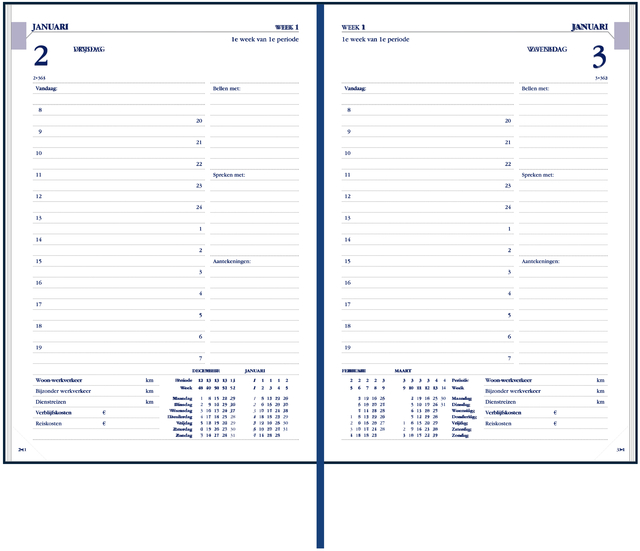 Agenda 2026 Ryam Twenty-four Mundior 1dag/1pagina blauw afbeelding