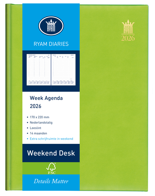 Agenda 2026 Ryam Weekplan Weekend Desk Lazio 7dagen/2pagina&apos;s assorti afbeelding