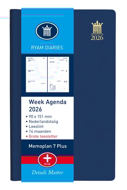 Agenda 2025 Ryam Memoplan 7 Plus Mundior 7dagen/2pagina&apos;s assorti afbeelding