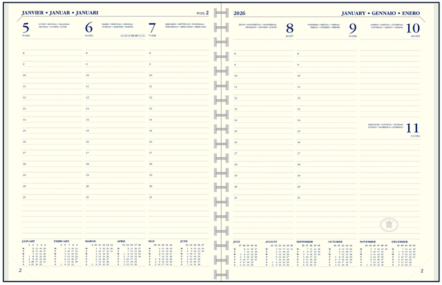 Agendavulling 2026 Ryam Executive A5 7dagen/2pagina&apos;s staand afbeelding
