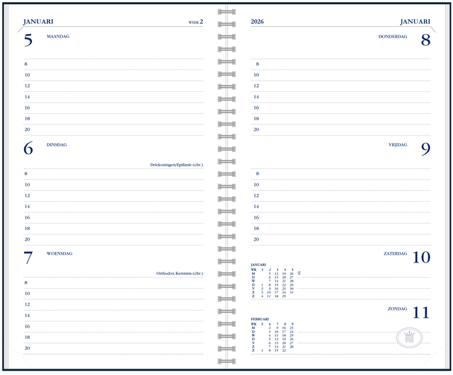 Agendavulling 2026 Ryam Memoplan 7 7dagen/2pagina&apos;s wit afbeelding
