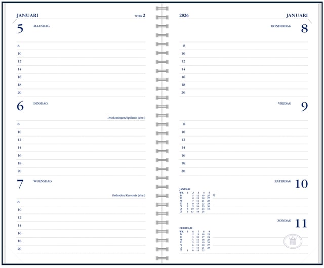 Agendavulling 2026 Ryam Memoplan 7 7dagen/2pagina&apos;s wit afbeelding