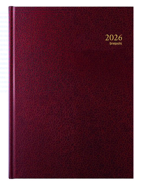 Agenda 2026 Brepols Bremax Santex A4 1dag/1pagina 4 kolommen bordeaux afbeelding