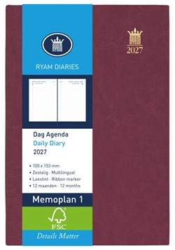 Agenda 2027 Ryam Memoplan 1 Mundior 1dag/1pagina bordeaux