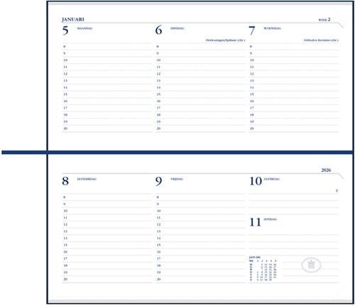 Agenda 2026 Ryam Memoplan 7 Mundior 7dagen/2pagina's landscape zwart-2
