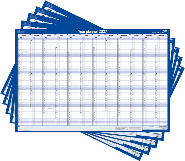 Jaarplanner 2027 Legamaster 1 persoon 90x60cm horizontaal gelamineerd Engelstalig — Foto 3 van 3