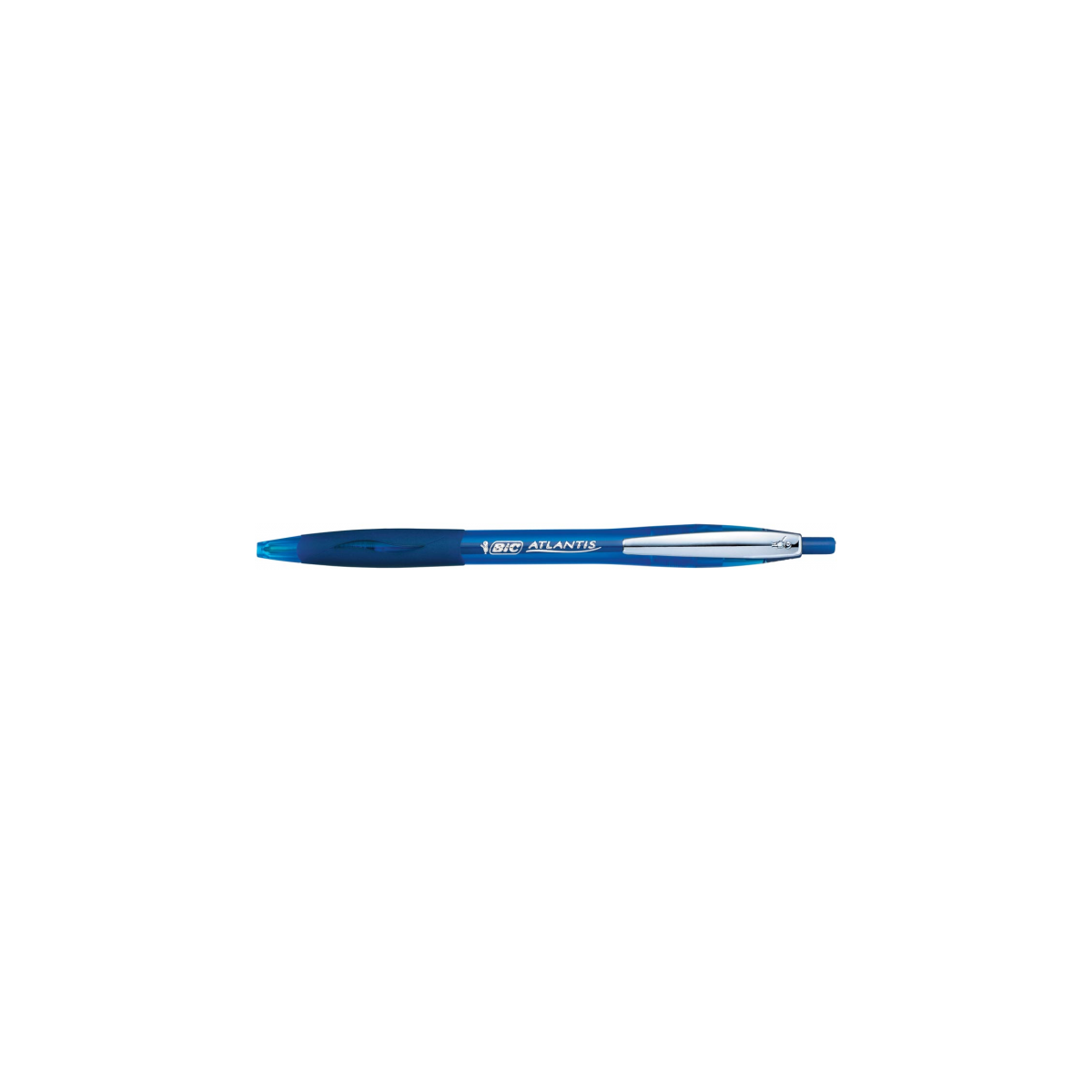 Balpen Bic Atlantis soft metalen clip clic medium blauw afbeelding