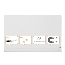 Glasbord Nobo Impression Pro afgeronde hoeken 1260x710mm briljant wit
