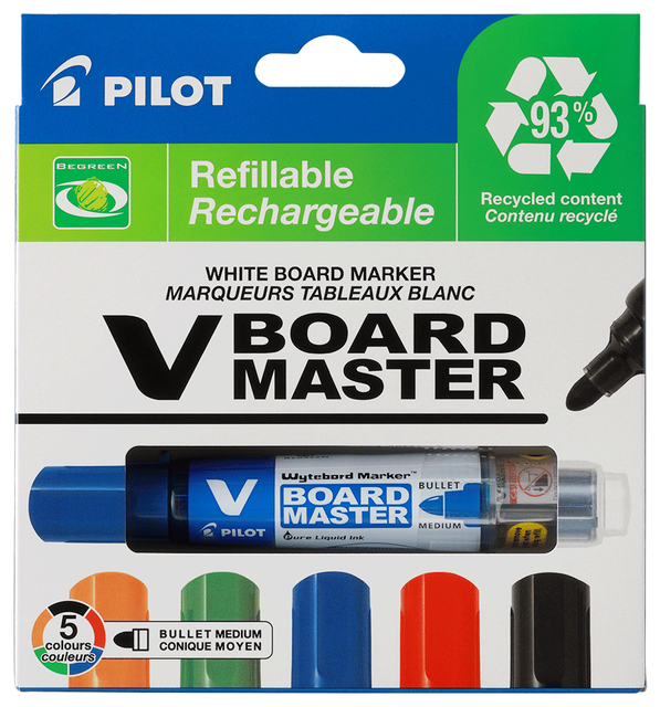 Whiteboardmarker PILOT Begreen rond medium assorti 5 stuks afbeelding