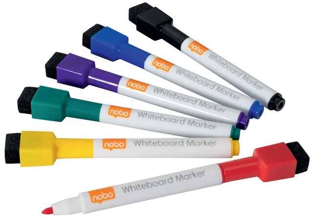 Whiteboardmarker Nobo mini assorti 6 stuks afbeelding