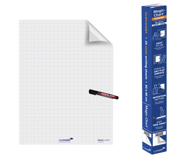 Magic-Chart Legamaster flipchart 600x800mm wit met ruit 25 vel afbeelding