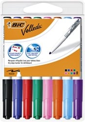 Viltstift Bic Velleda 1748 whiteboard rond medium assorti blister à 8 stuks