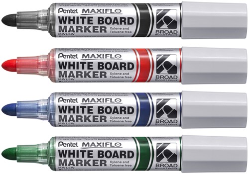 Whiteboardmarker Pentel MWL5M Maxiflo rond 3mm zwart-2
