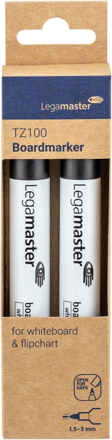 Viltstift Legamaster TZ 100 whiteboard rond 1.5-3mm zwart blister à 2 stuks afbeelding