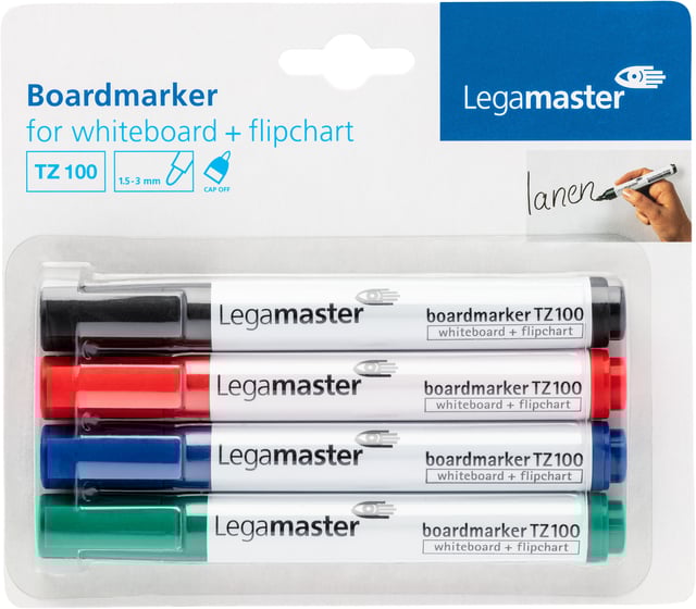 Whiteboardmarker Legamaster TZ 100 rond 1.5-3mm assorti blister à 4 stuks afbeelding