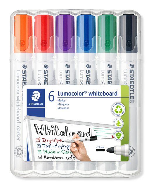 Viltstift Staedtler Lumocolor 351 whiteboard set à 6 stuks assorti