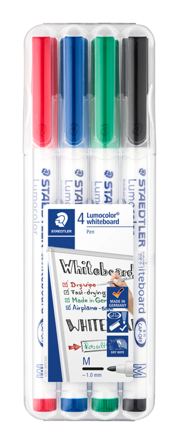 Whiteboardmarker Staedtler 301 rond assorti 1mm 4stuks afbeelding