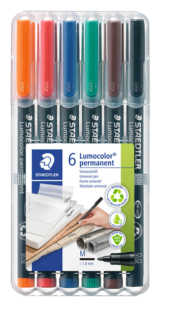 Viltstift Staedtler Lumocolor 317 permanent M set à 6 stuks afbeelding