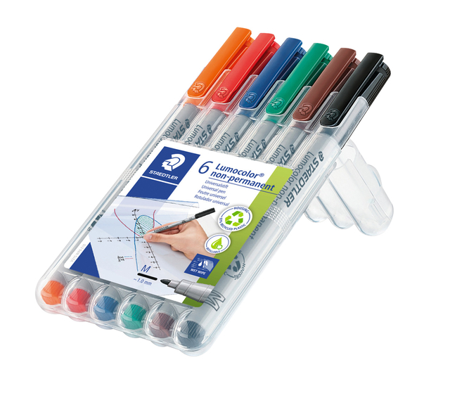 Viltstift Staedtler Lumocolor 315 non permanent M set à 6 stuks assorti — Foto 2 van 2