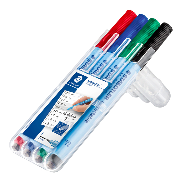 Viltstift Staedtler Lumocolor 305 non permanent correctable F set à 4 stuks — Foto 2 van 2