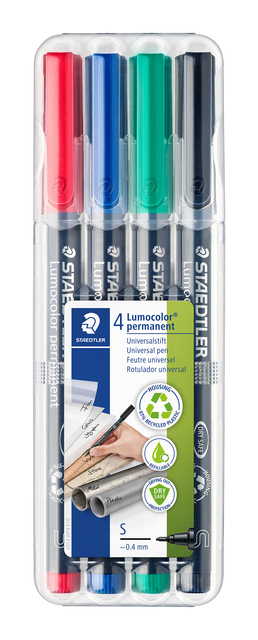 Viltstift Staedtler Lumocolor 313 permanent S set à 4 stuks assorti afbeelding