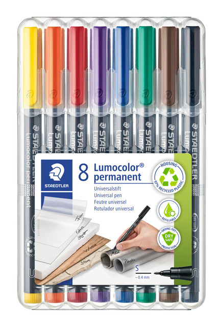 Viltstift Staedtler Lumocolor 313 permanent S set à 8 stuks assorti afbeelding