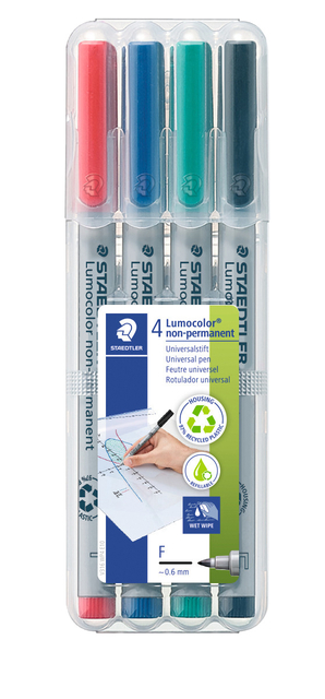 Viltstift Staedtler Lumocolor 316 non permanent F set à 4 stuks assorti afbeelding
