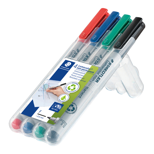 Viltstift Staedtler Lumocolor 316 non permanent F set à 4 stuks assorti — Foto 2 van 2