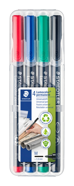Viltstift Staedtler Lumocolor 317 permanent M set à 3 +1 stuk gratis afbeelding