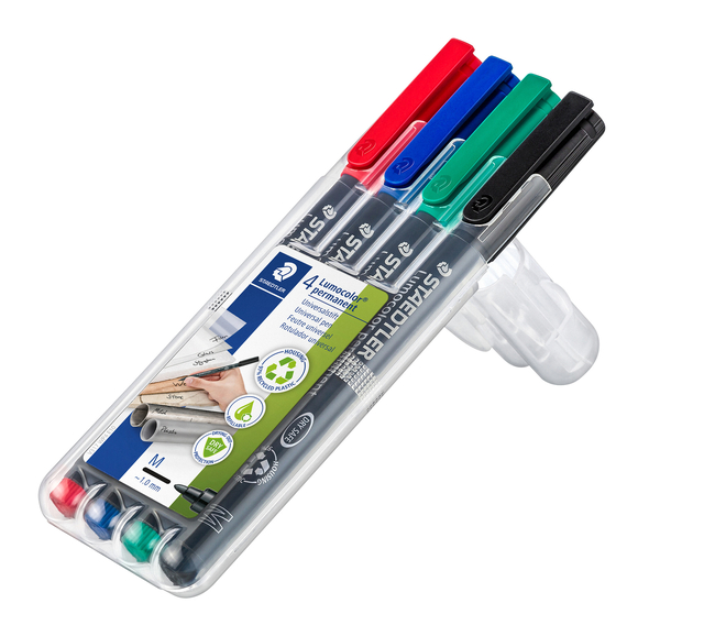 Viltstift Staedtler Lumocolor 317 permanent M set à 3 +1 stuk gratis — Foto 2 van 2