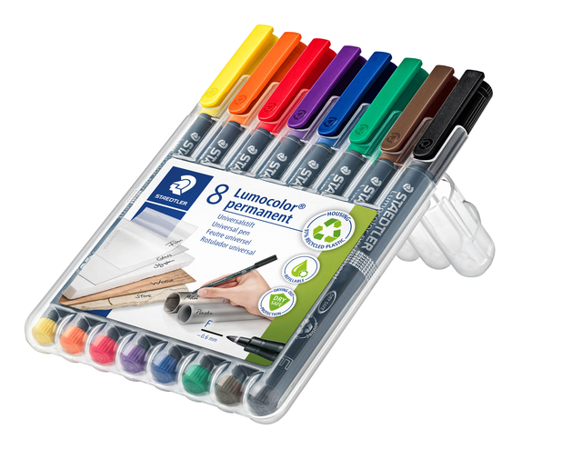 Viltstift Staedtler Lumocolor 318 permanent F set à 8 stuks assorti — Foto 2 van 2