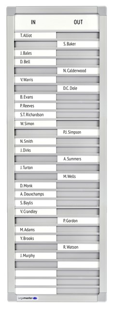 Aan-afwezigheidsbord Legamaster 770x260mm 30 namen