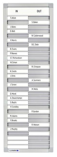 Aan-afwezigheidsbord Legamaster 770x260mm 30 namen afbeelding