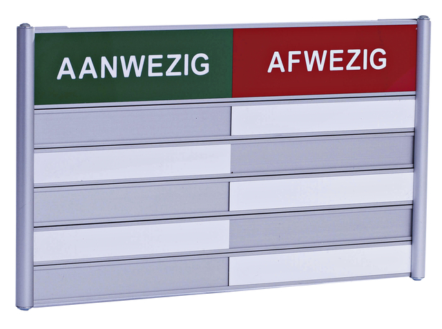 Aan- afwezigheidsbord voor 5 namen afbeelding