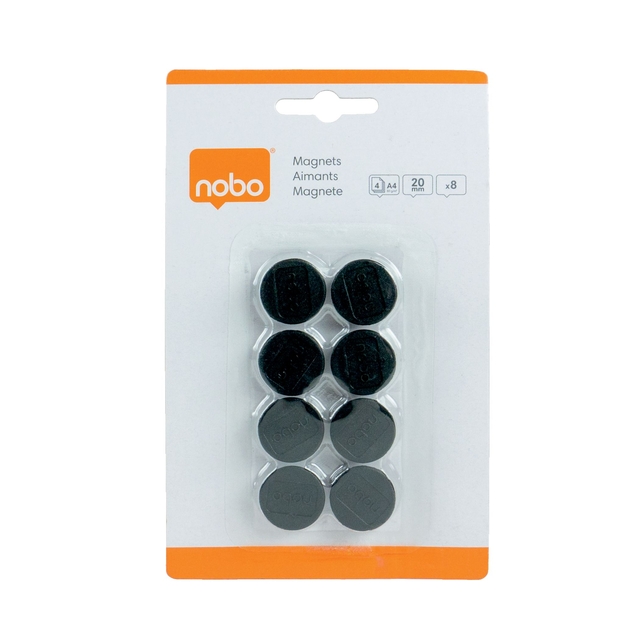 Magneet Nobo 20mm zwart 8 stuks afbeelding