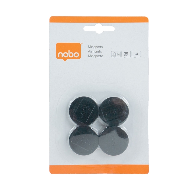 Magneet Nobo 30mm zwart 4 stuks afbeelding