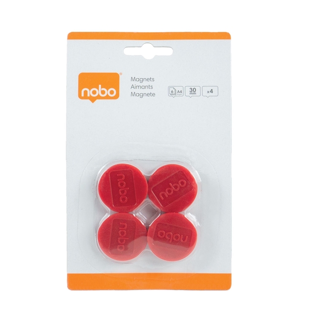 Magneet Nobo 30mm rood 4 stuks afbeelding
